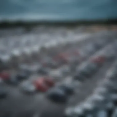 Busy Parking Lot Scene at Blue Waters Blue Waters parking lot filled with vehicles