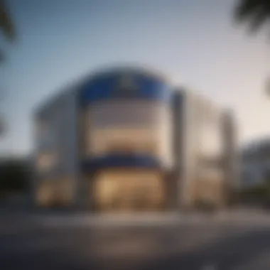 Exterior view of Emirates NBD branch showcasing modern architecture