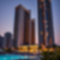 Stunning view of Crescent Towers showcasing its architectural design