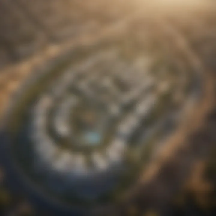 Aerial view of Jebel Ali Hills community showcasing its layout and greenery