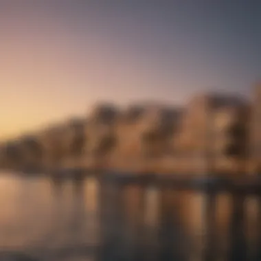 A picturesque sunset over the waterfront properties in Dubai