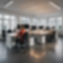 Flexible workspace environment showcasing modern flexi desks.
