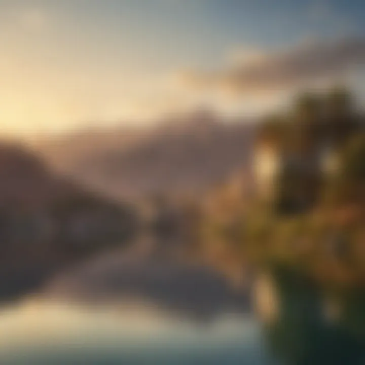 Birds soaring over the picturesque landscape of Love Lake